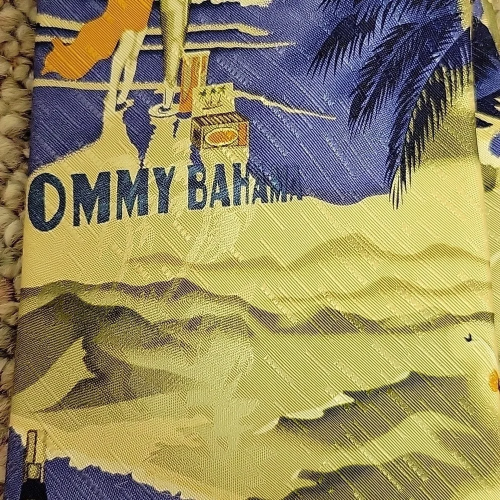 Tommy Bahama, Men's Blue and Green Tropical Tie, Hand Sewn, Silk